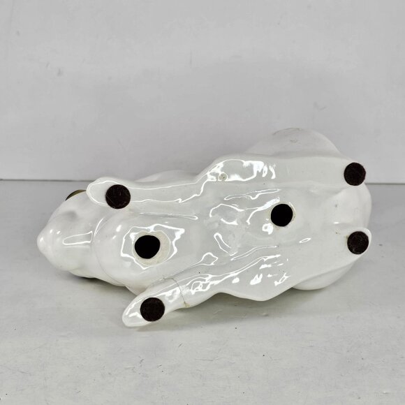 Freeman McFarlin White Rabbit Figurine Lying Down Yellow Eyes *Repaired Foot* - Picture 8 of 10